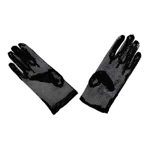 Whimsigoth 90s Goth Short Wrist Length Stretch Fishnet Gloves - Picture 2 of 4